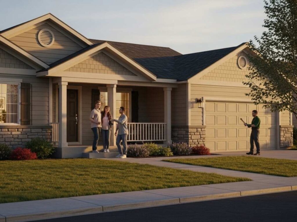 Family home receiving professional pest control service, symbolizing protection and guarantee-backed peace of mind.