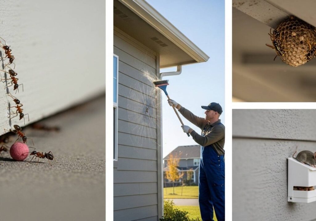 Visual comparison of ant, spider, wasp, and mouse treatment timelines at a residential home in Southeast Idaho.